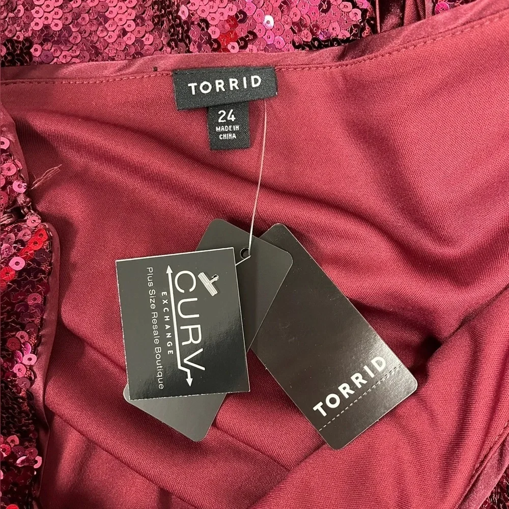 Torrid Red Wine One Shoulder Sequin Mini Dress - New - Size 24 - Picture 6 of 6
